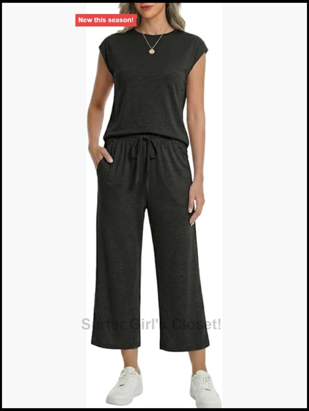 2 Piece Lounge Set Cap Sleeve Top Wide Leg Pants